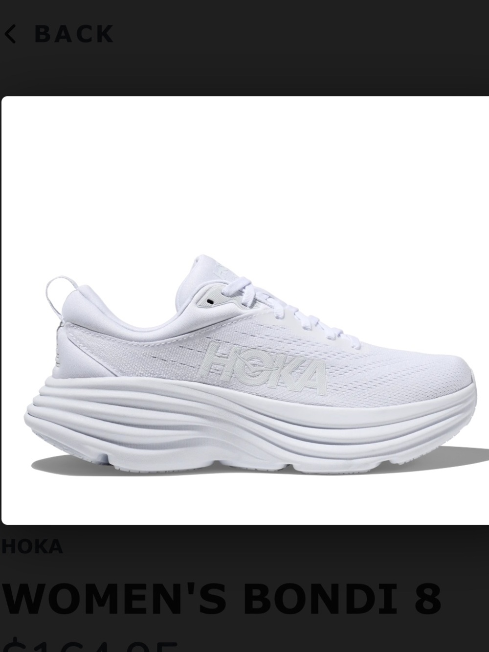 HOKA Bondi 8 running sneakers in triple-white Women's size 8